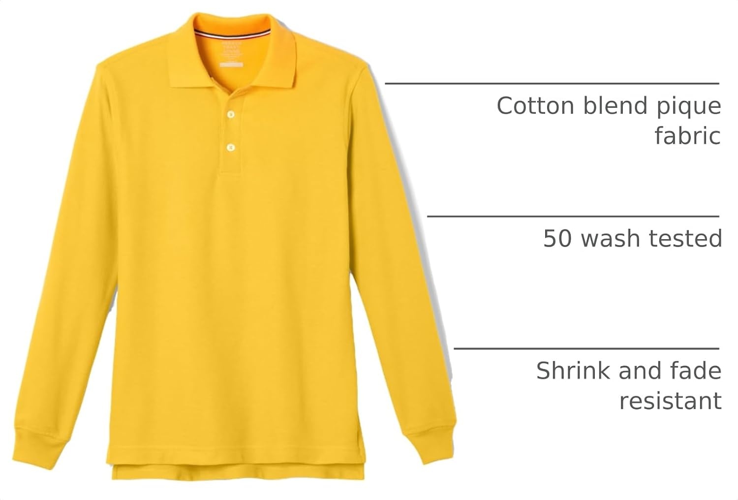 image:imageFrench Toast Boys Pique Polo School Uniform Shirt with Long Sleeves for Boys and GirlsGold