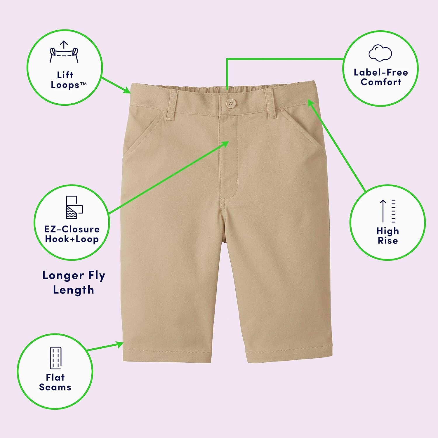 image:imageFrench Toast Girls Adaptive Bermuda Shorts with Hook and Loop ClosureKhaki New