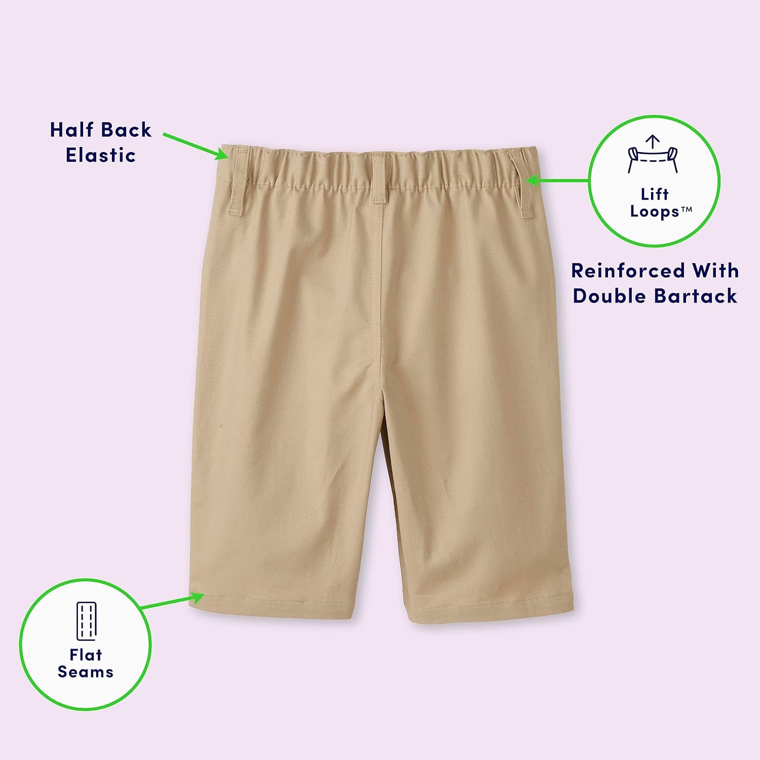 image:imageFrench Toast Girls Adaptive Bermuda Shorts with Hook and Loop ClosureKhaki New