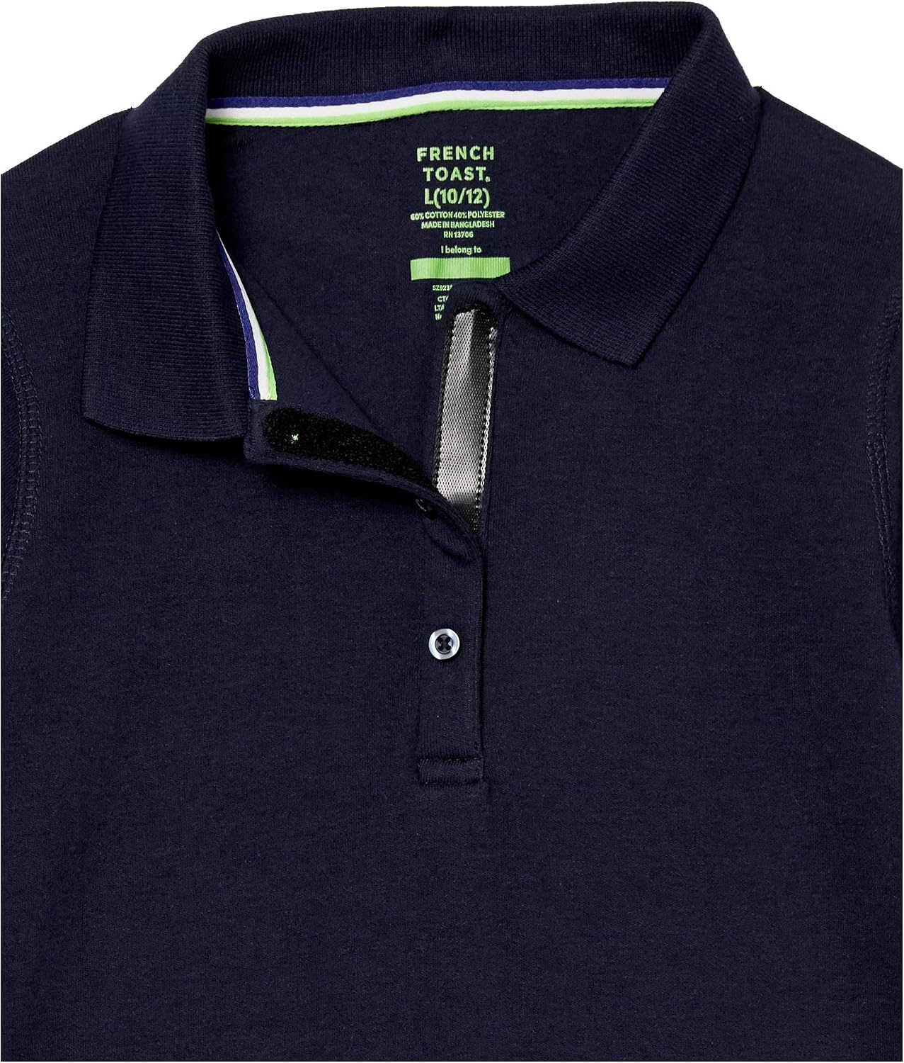image:imageFrench Toast Girls Adaptive Short Sleeve Polo Dress with Hidden Hook and Loop Placket ClosureNavy