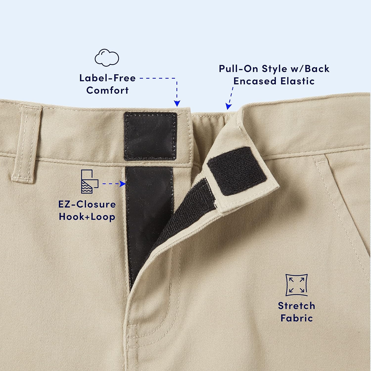image:imageFrench Toast Girls Adaptive Straight Leg Pants with Hook and Loop Closure and PullApart Leg OpeningsNavy