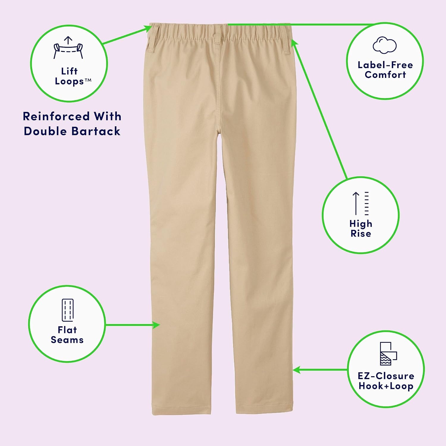 image:imageFrench Toast Girls Adaptive Straight Leg Stretch Twill PantKhaki New