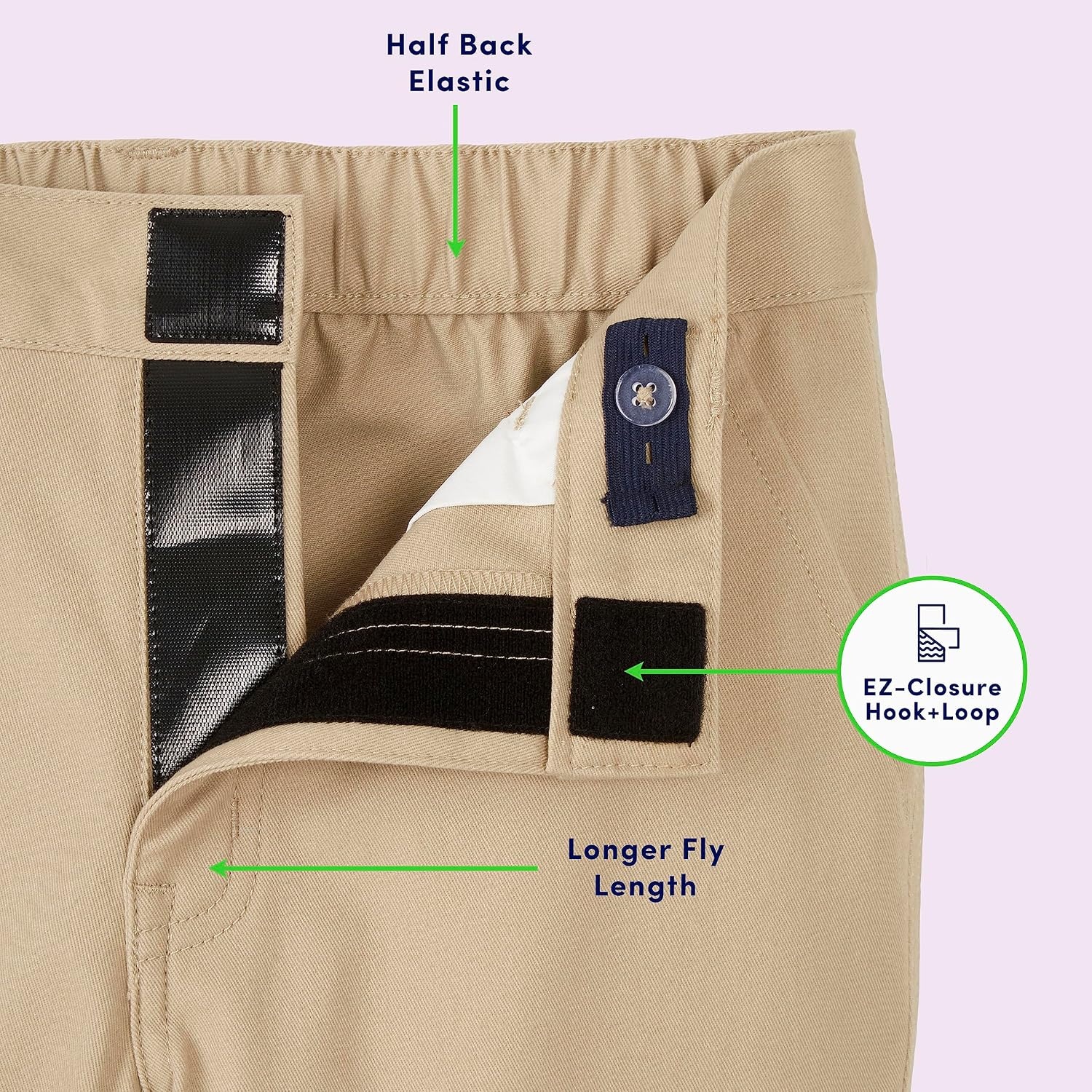 image:imageFrench Toast Girls Adaptive Straight Leg Stretch Twill PantKhaki New