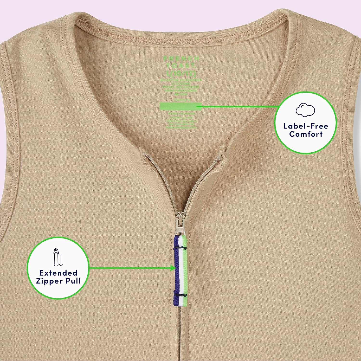 image:imageFrench Toast Girls Adaptive Zip Front Stretch Ponte JumperNavy