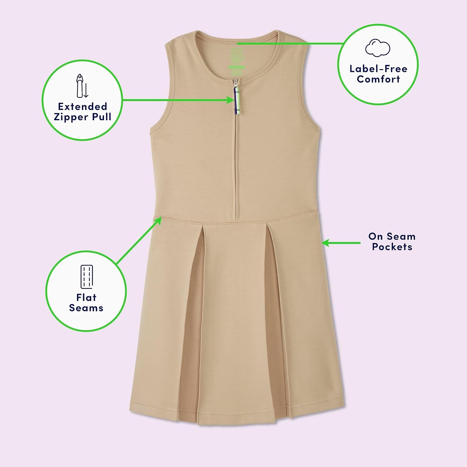 image:imageFrench Toast Girls Adaptive Zip Front Stretch Ponte JumperNavy