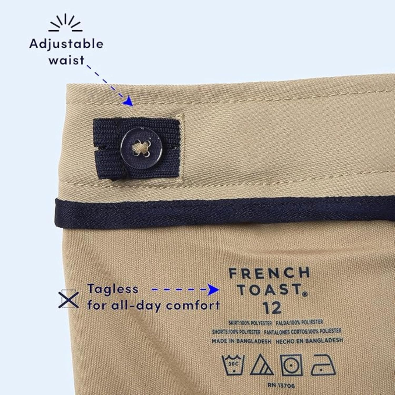 image:imageFrench Toast Girls Adjustable Waist PleatedFront Twotab ScooterBlack