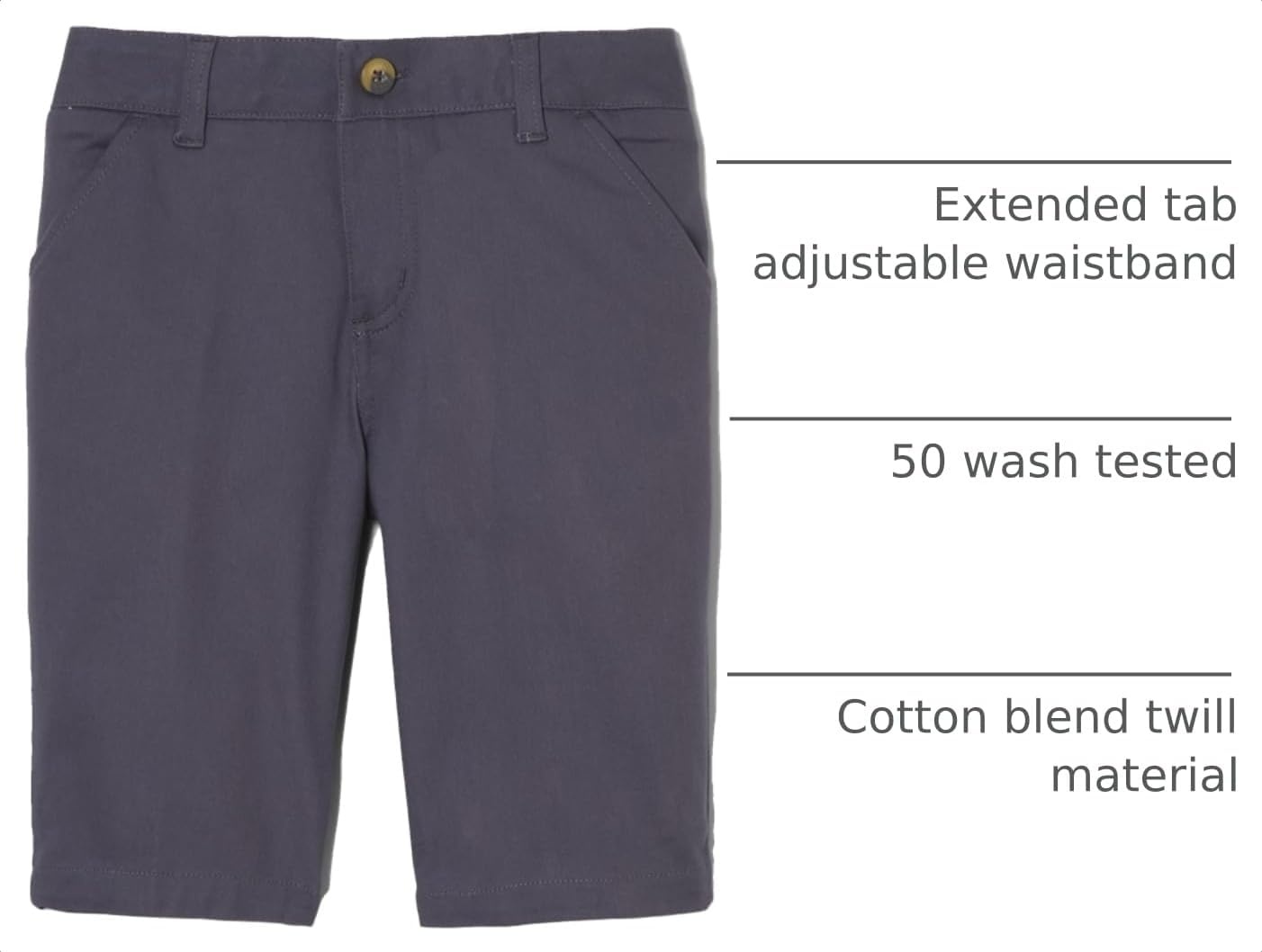 image:imageFrench Toast Girls Adjustable Waist Twill Bermuda ShortsGrey