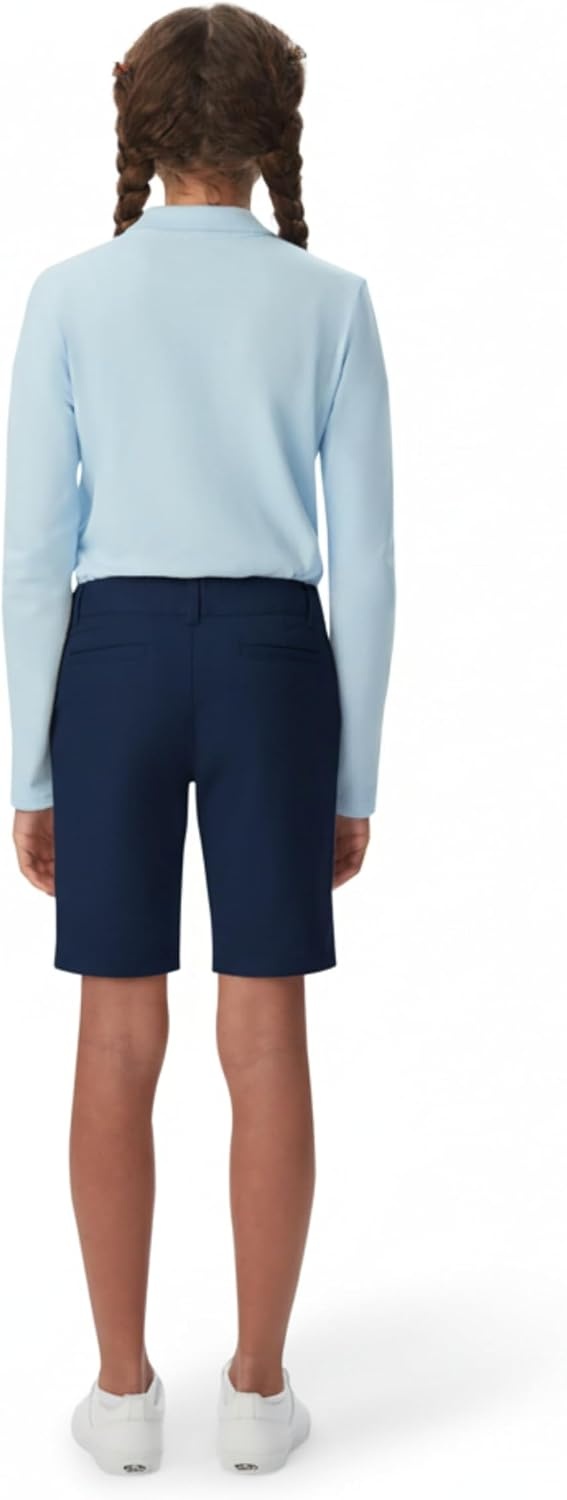 image:imageFrench Toast Girls Adjustable Waist Twill Bermuda ShortsNavy
