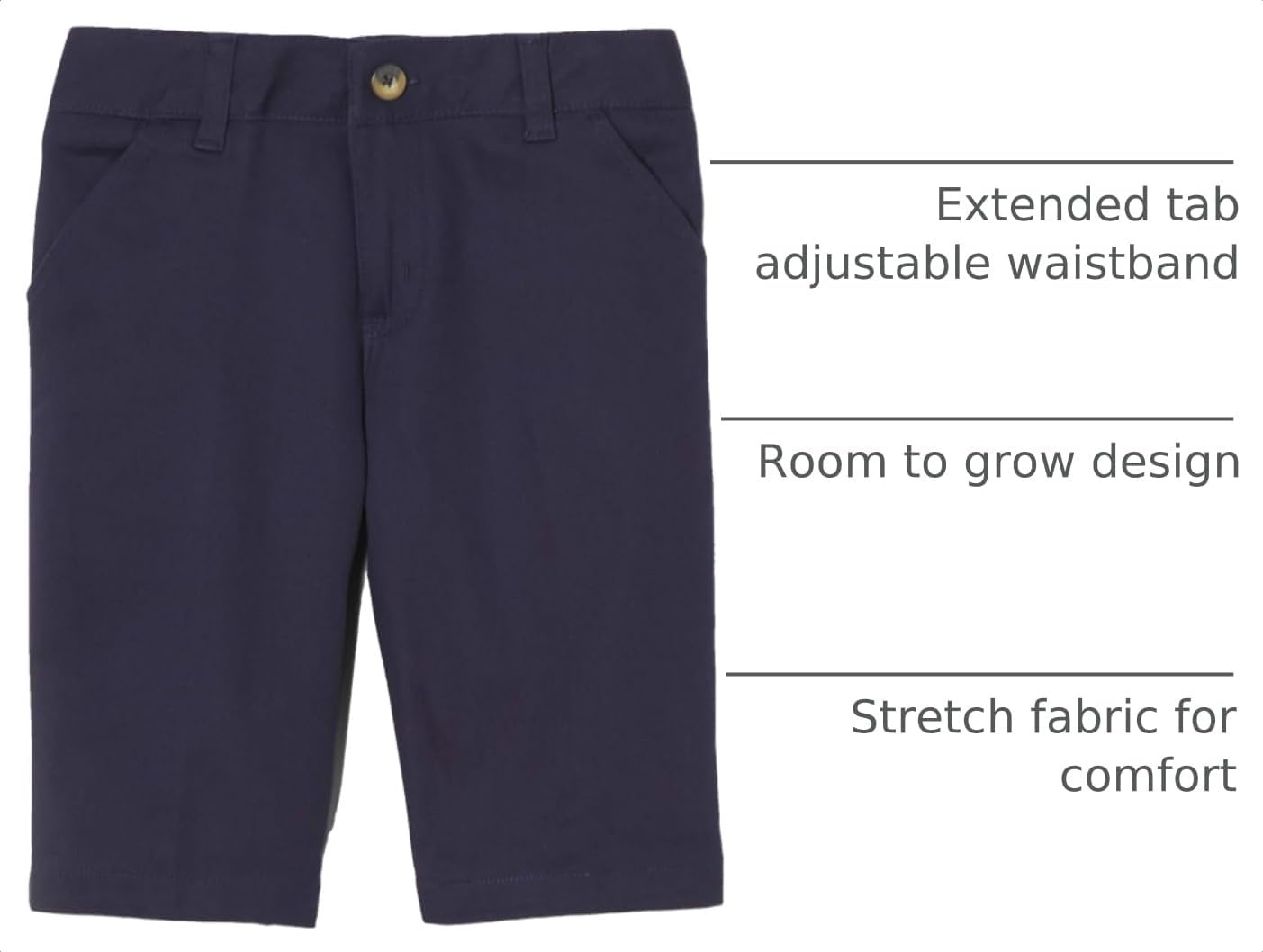 image:imageFrench Toast Girls Adjustable Waist Twill Bermuda ShortsNavy