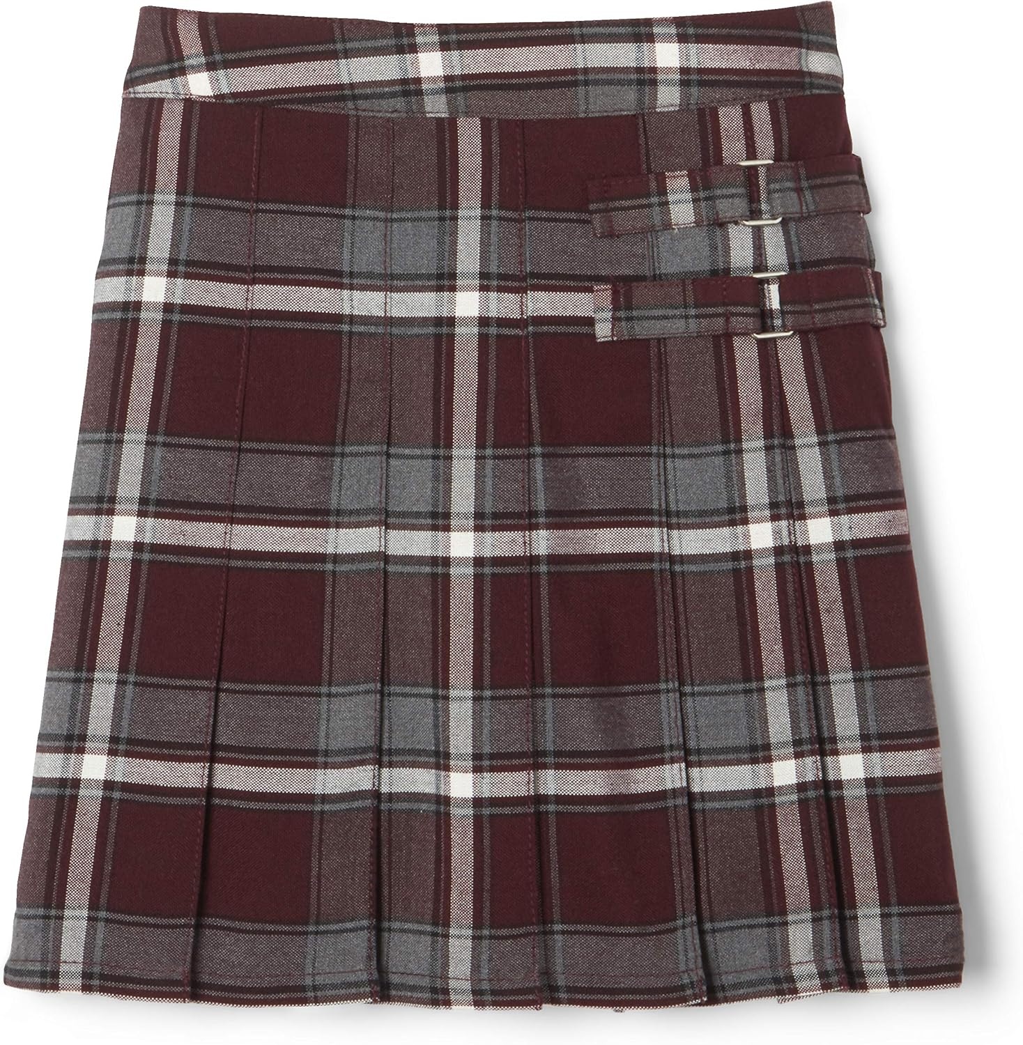 image:imageFrench Toast Girls Plaid Adjustable Waist PleatedFront Twotab ScooterBurgundy Plaid