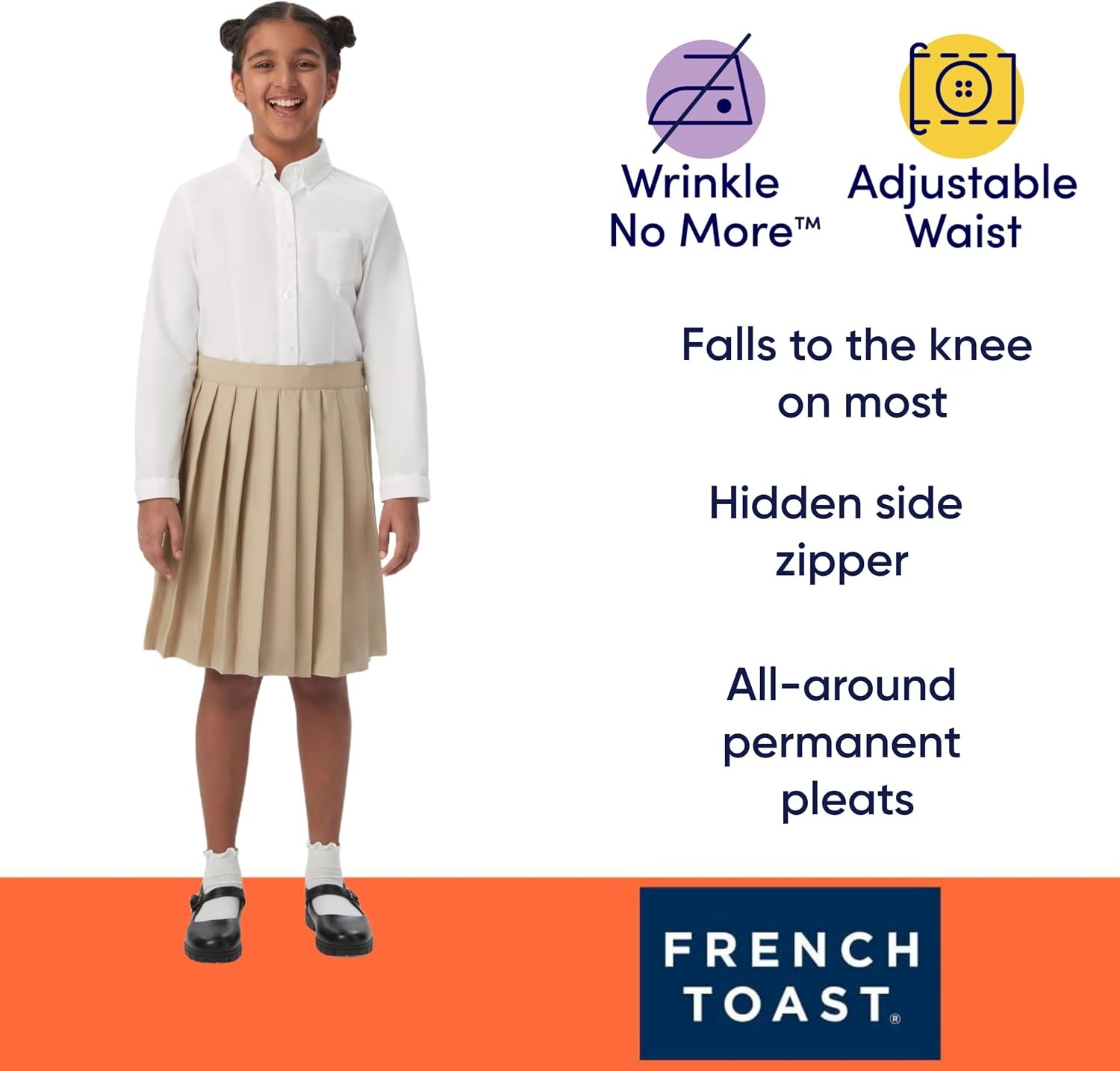image:imageFrench Toast Girls Pleated SkirtHeather Gray