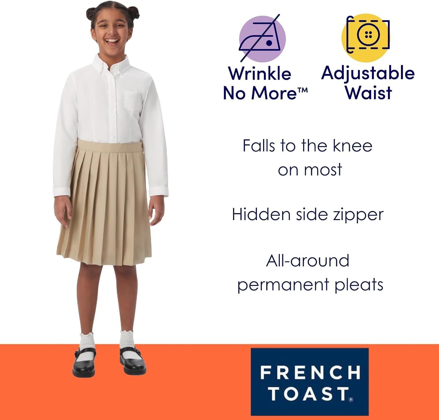 image:imageFrench Toast Girls Pleated SkirtKhaki