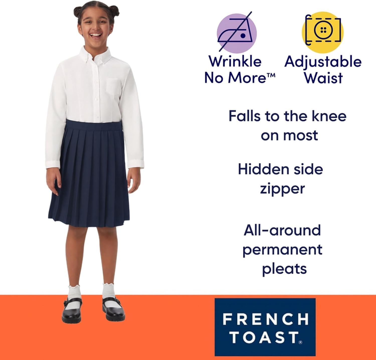 image:imageFrench Toast Girls Pleated SkirtNavy