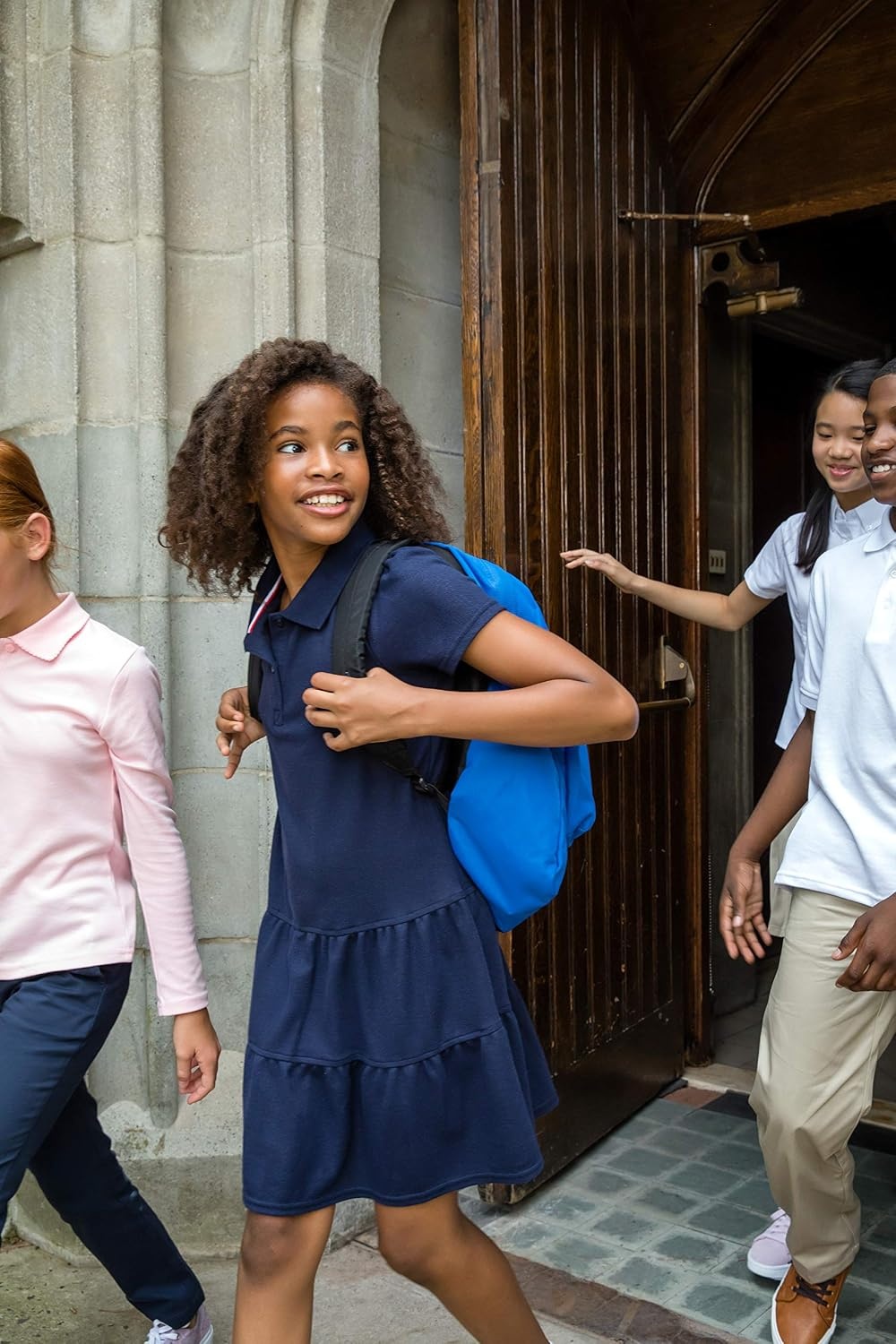 image:imageFrench Toast Girls Ruffle Pique Polo School Uniform DressNavy