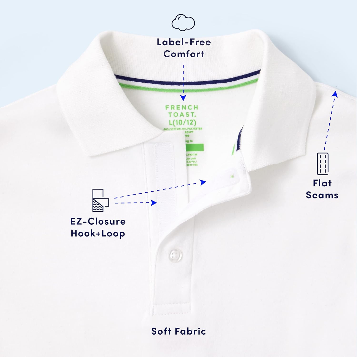 image:imageFrench Toast Kids Adaptive Short Sleeve Polo ShirtLight Blue