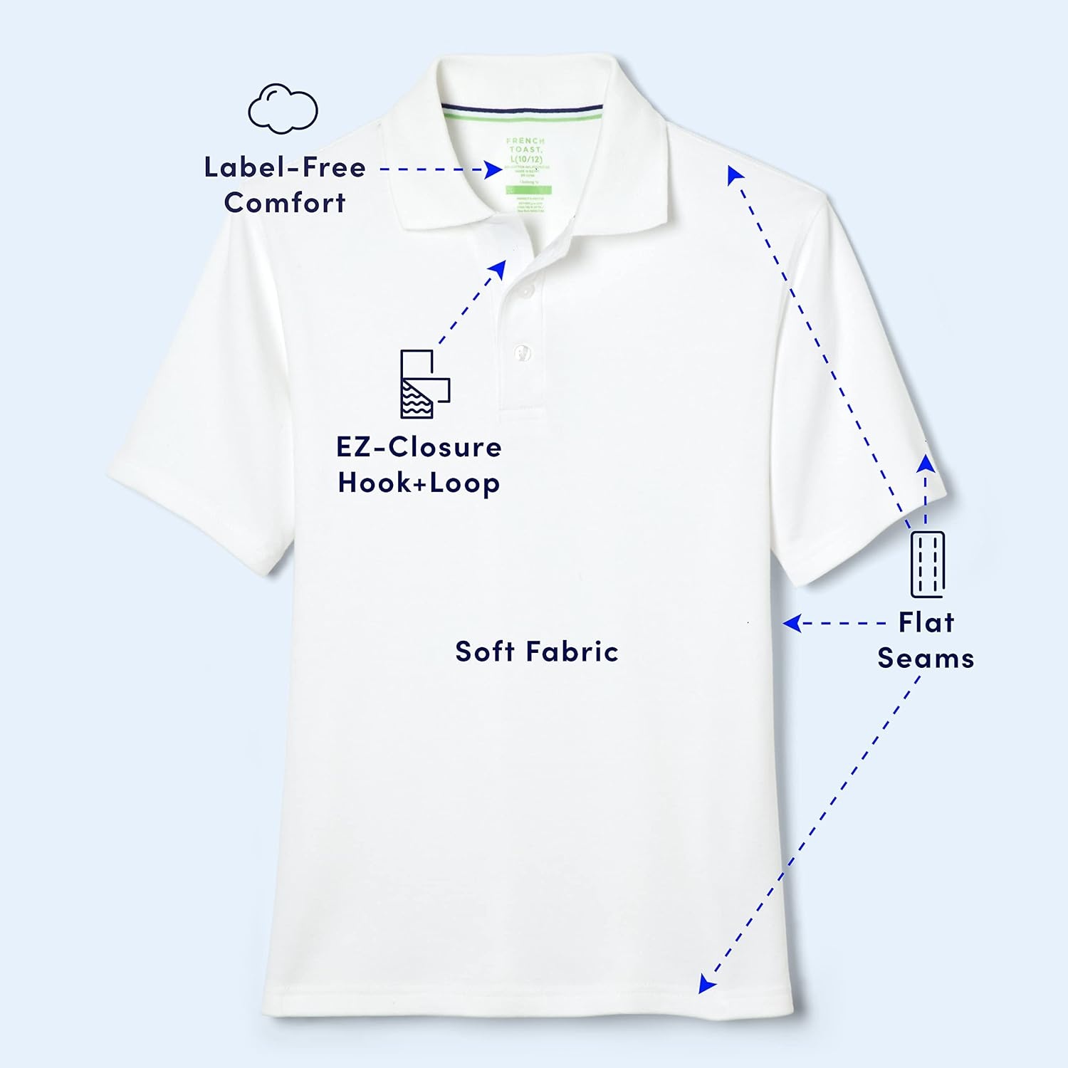 image:imageFrench Toast Kids Adaptive Short Sleeve Polo ShirtWhite