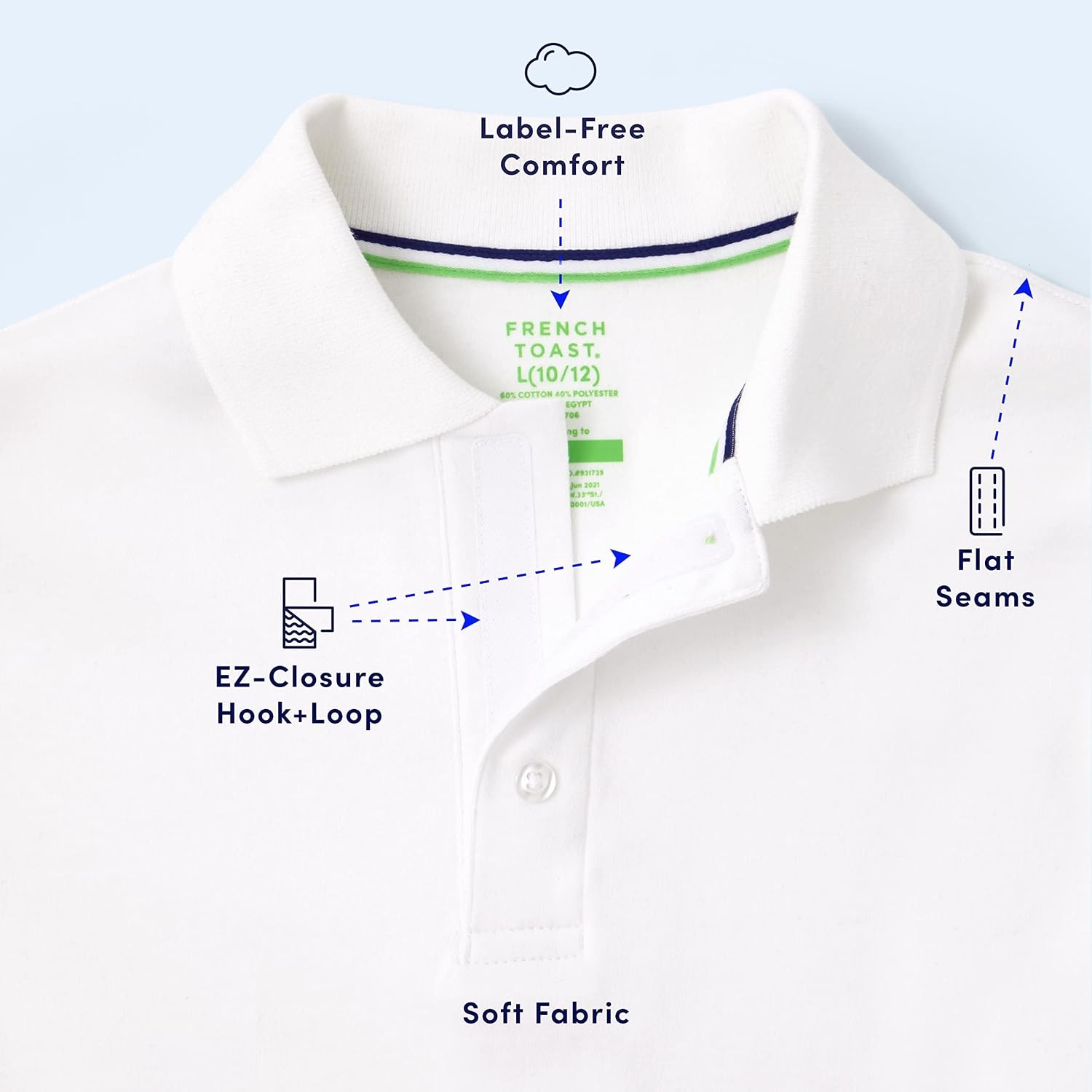 image:imageFrench Toast Kids Adaptive Short Sleeve Polo ShirtWhite