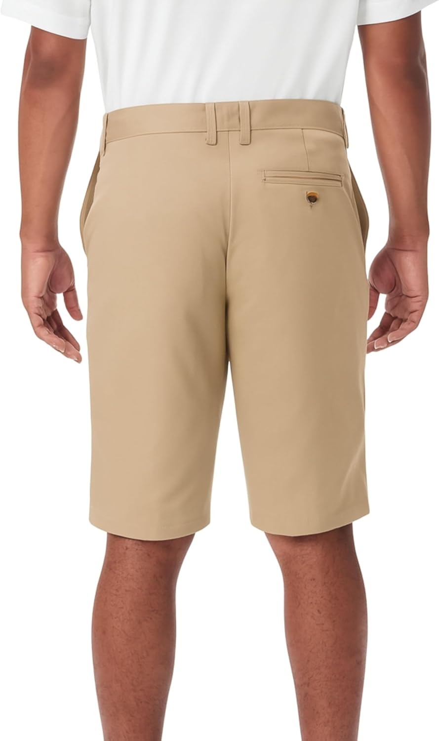 image:imageFrench Toast Mens Moisture Wicking Flat Front Stretch Microfiber Performance ShortKhaki