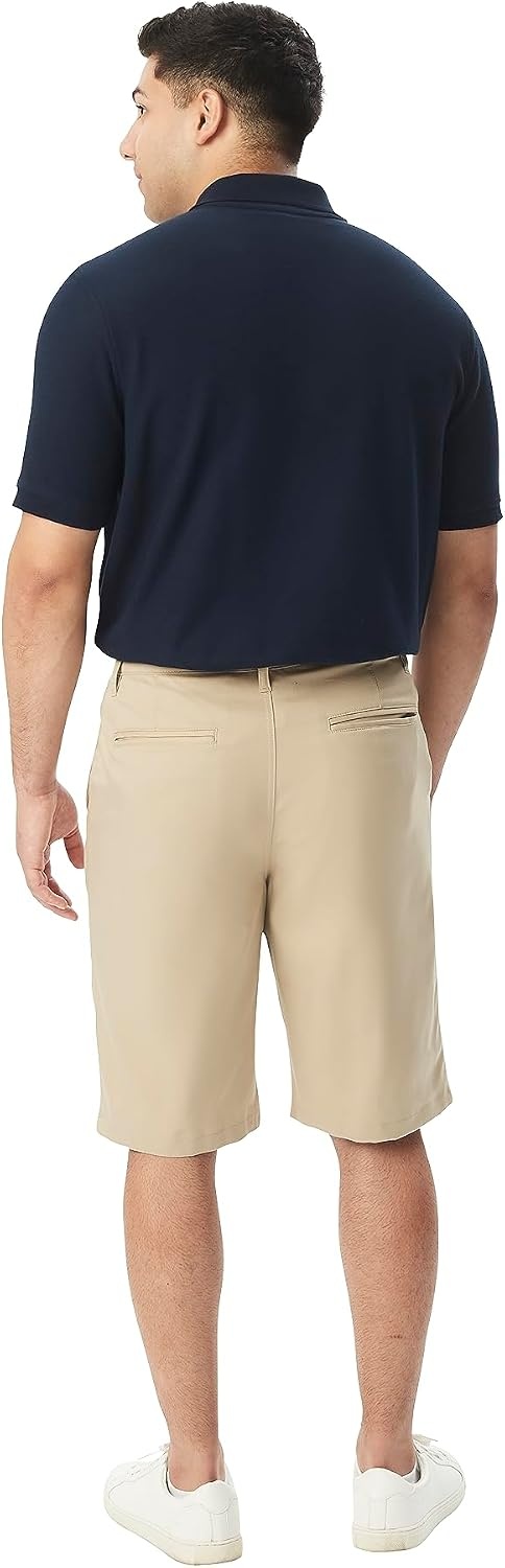 image:imageFrench Toast Mens Moisture Wicking Flat Front Stretch Microfiber Performance ShortKhaki