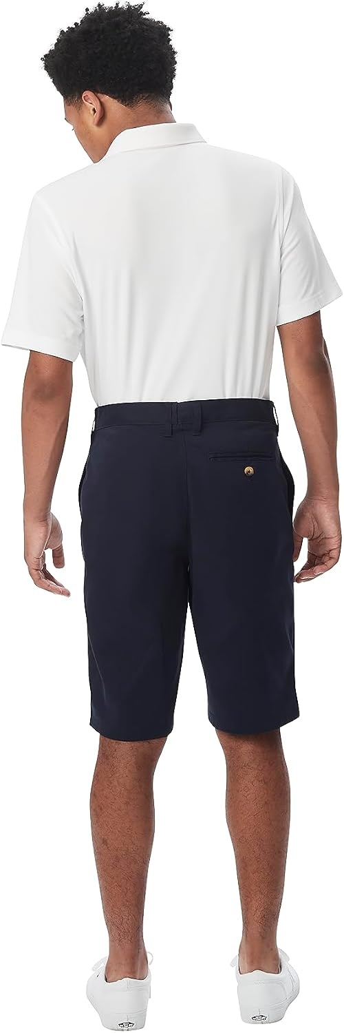 image:imageFrench Toast Mens Moisture Wicking Flat Front Stretch Microfiber Performance ShortNavy