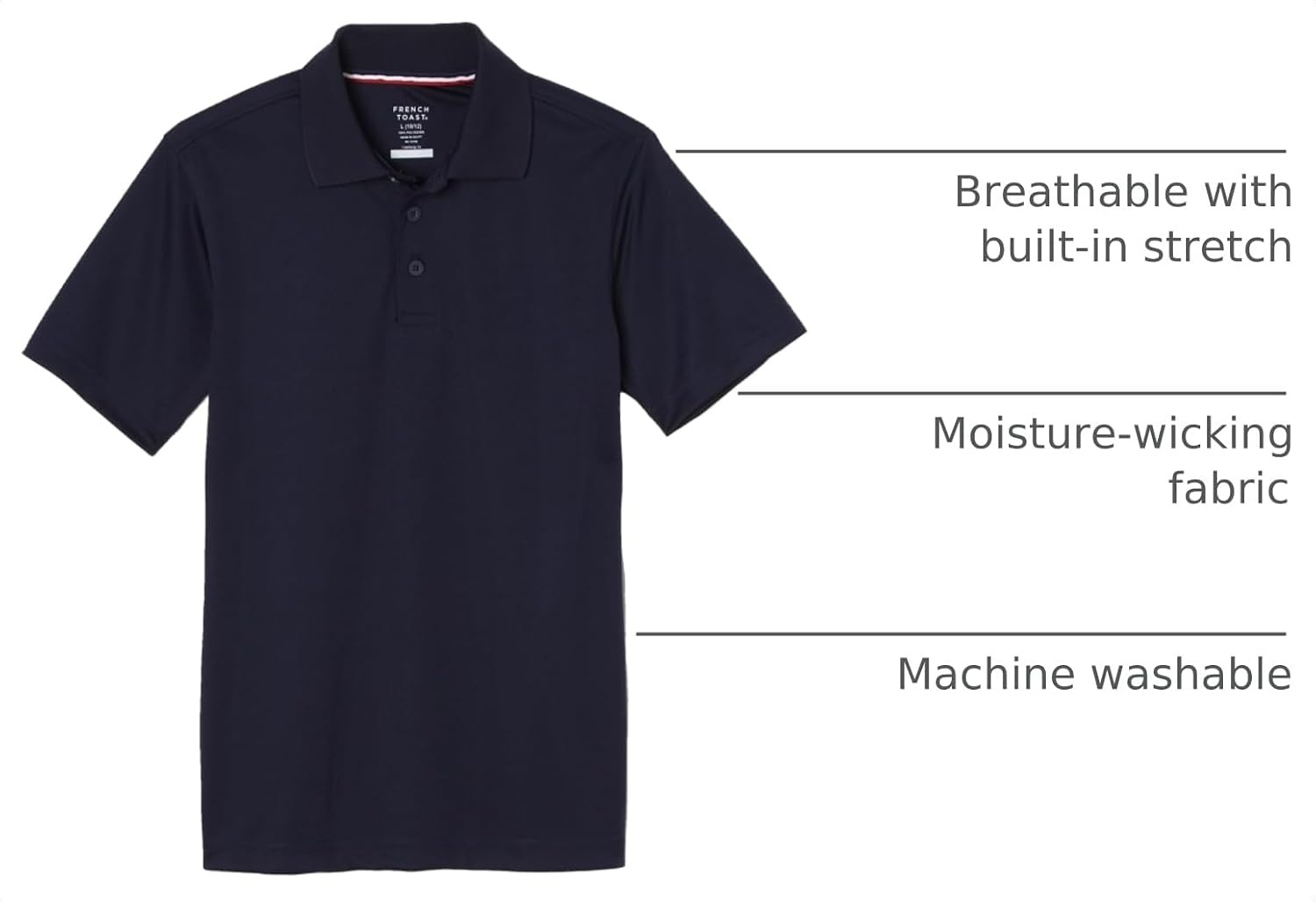 image:imageFrench Toast Mens Moisture Wicking Short Sleeve Sport PoloNavy