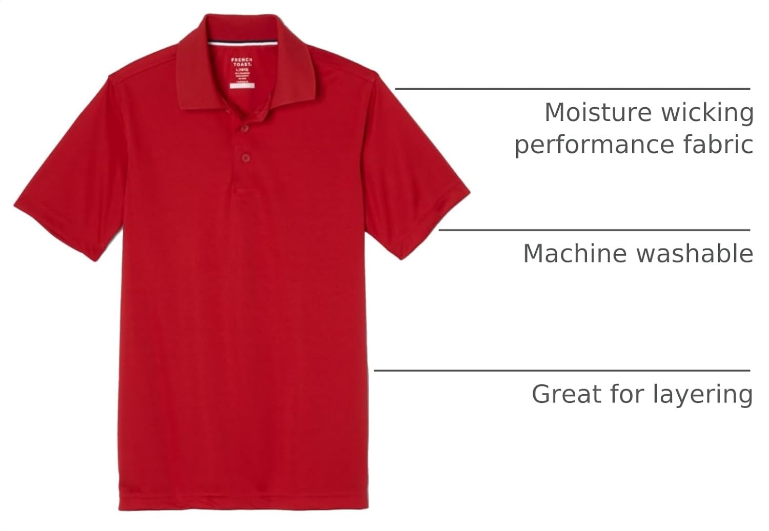 image:imageFrench Toast Mens Moisture Wicking Short Sleeve Sport PoloRed