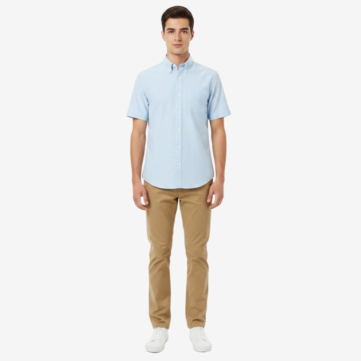 image:imageFrench Toast Mens Oxford Button Down Shirt with Expandable Collar and Short SleevesLight Blue