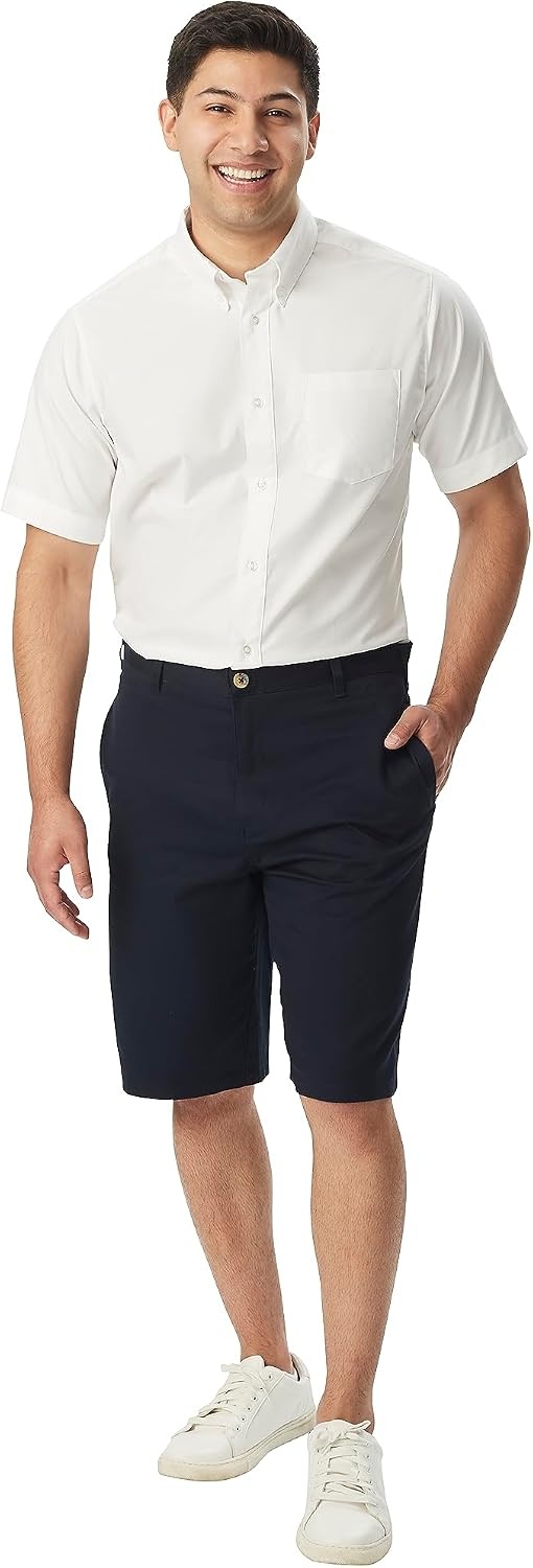 image:imageFrench Toast Mens Oxford Button Down Shirt with Expandable Collar and Short SleevesWhite