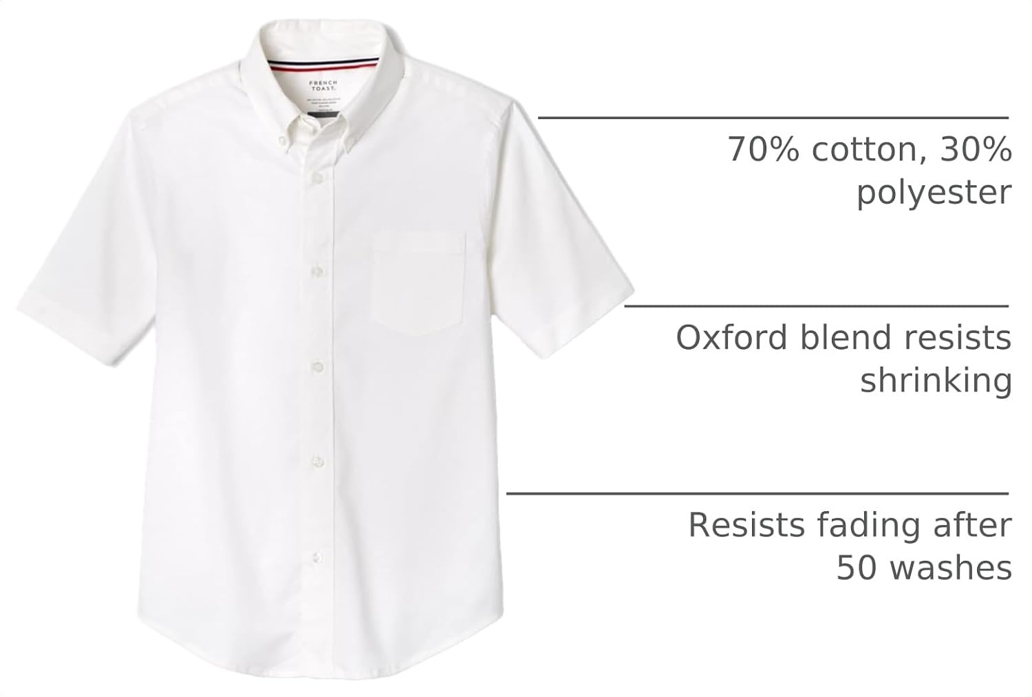 image:imageFrench Toast Mens Short Sleeve Poplin Dress ShirtWhite