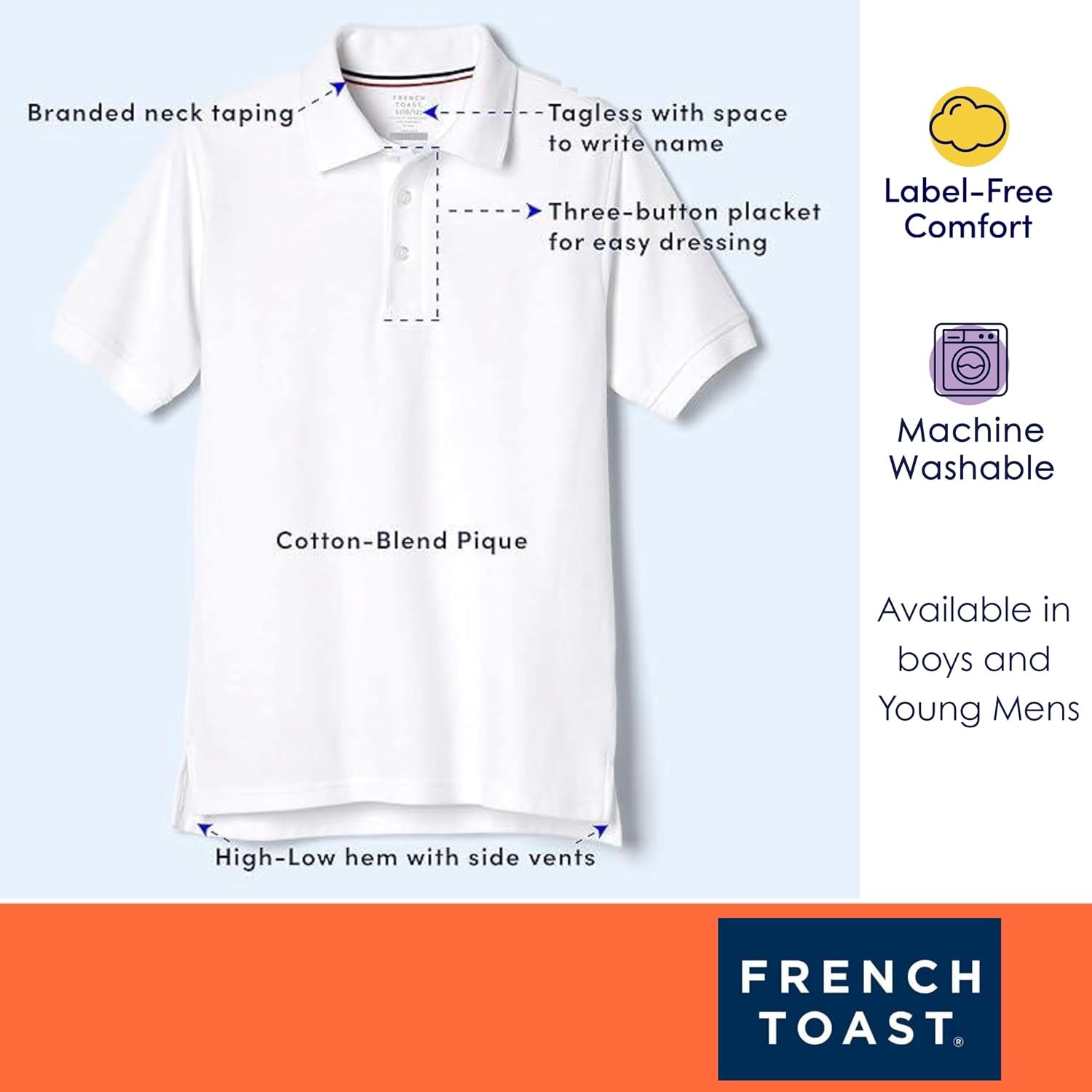image:imageFrench Toast Unisex Adult Pique Polo Standard amp HuskyBurgundy