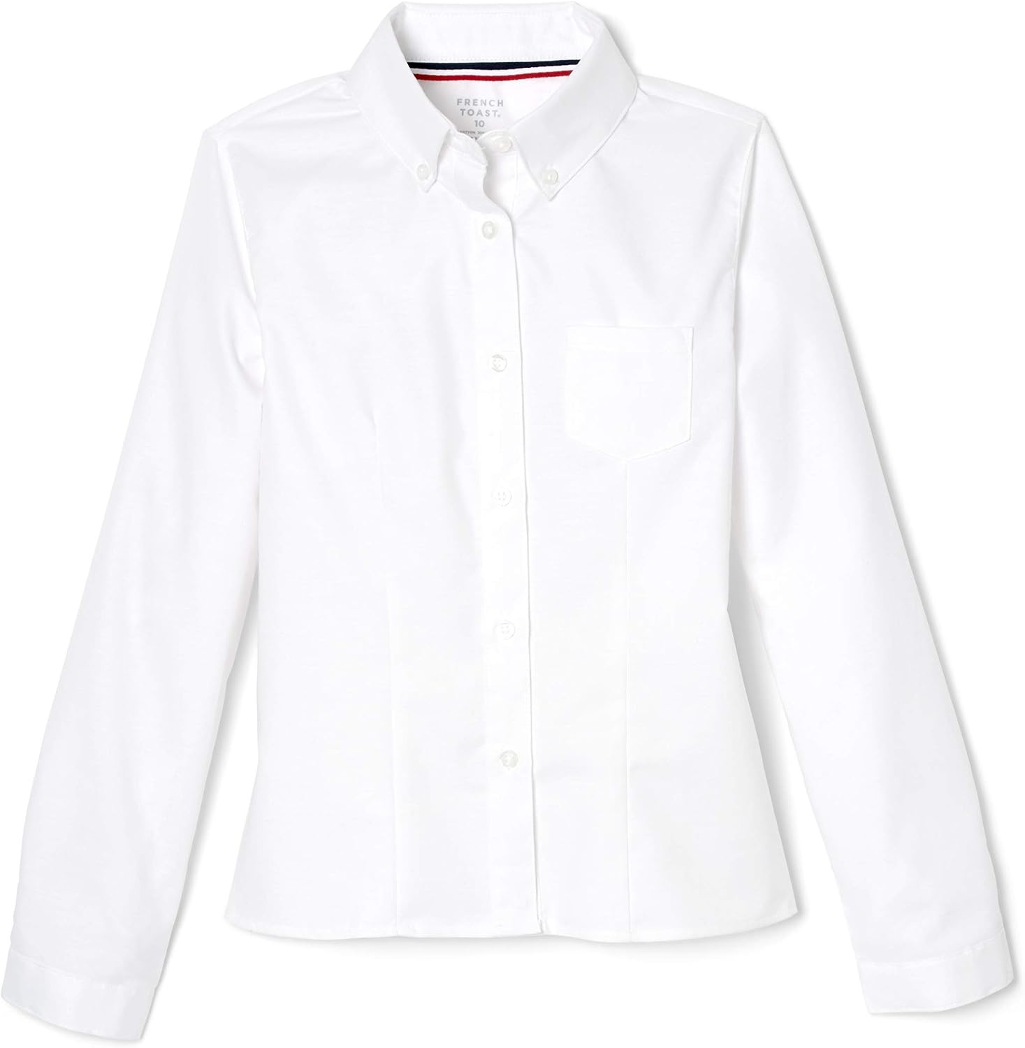 image:imageFrench Toast Womens Juniors Fitted Long Sleeve Oxford Shirt White LargeWhite