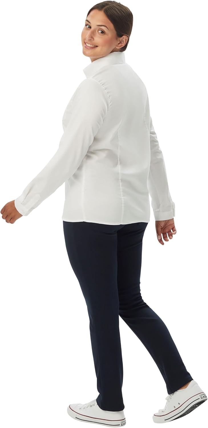 image:imageFrench Toast Womens Juniors Fitted Long Sleeve Oxford Shirt White LargeWhite