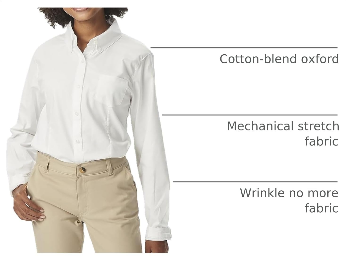 image:imageFrench Toast Womens Juniors Fitted Long Sleeve Oxford Shirt White LargeWhite