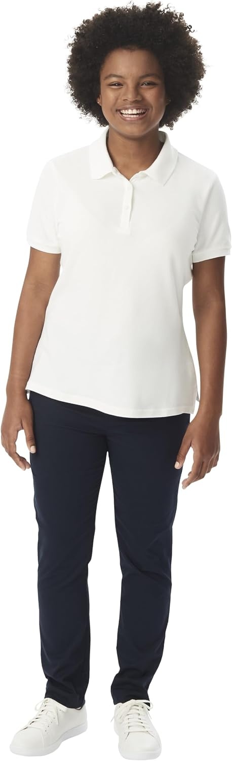 image:imageFrench Toast Womens Juniors Short Sleeve Stretch Pique Polo ShirtWhite