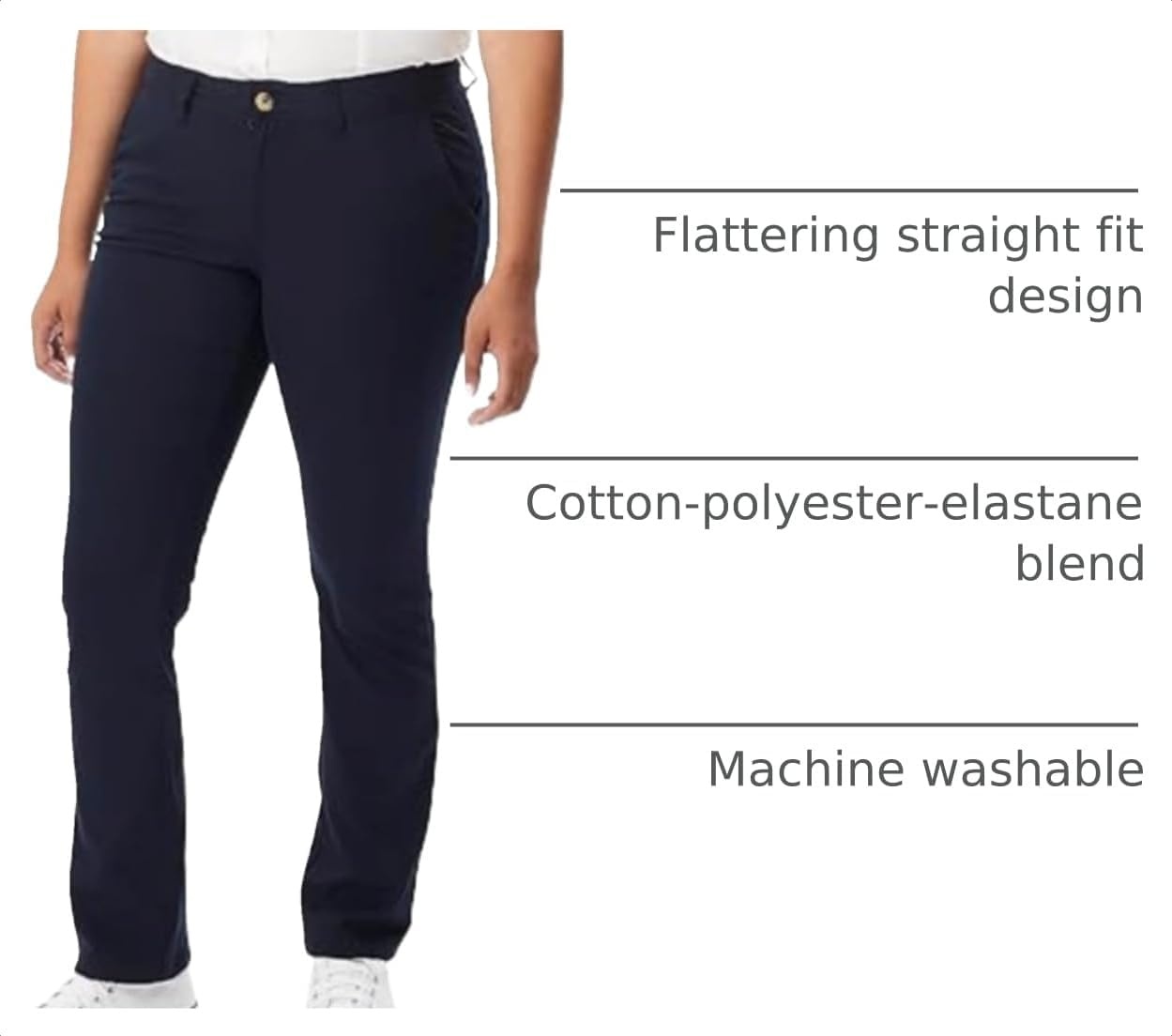 image:imageFrench Toast Womens Straight Fit Stretch Twill Uniform PantNavy