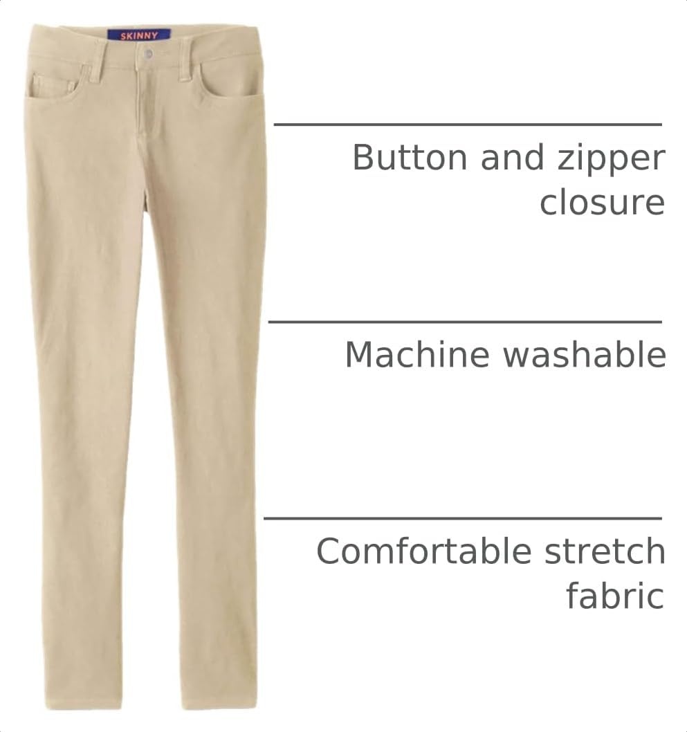 image:imageFrench Toast Womens Super Stretch Skinny Uniform Pants with PocketsKhaki