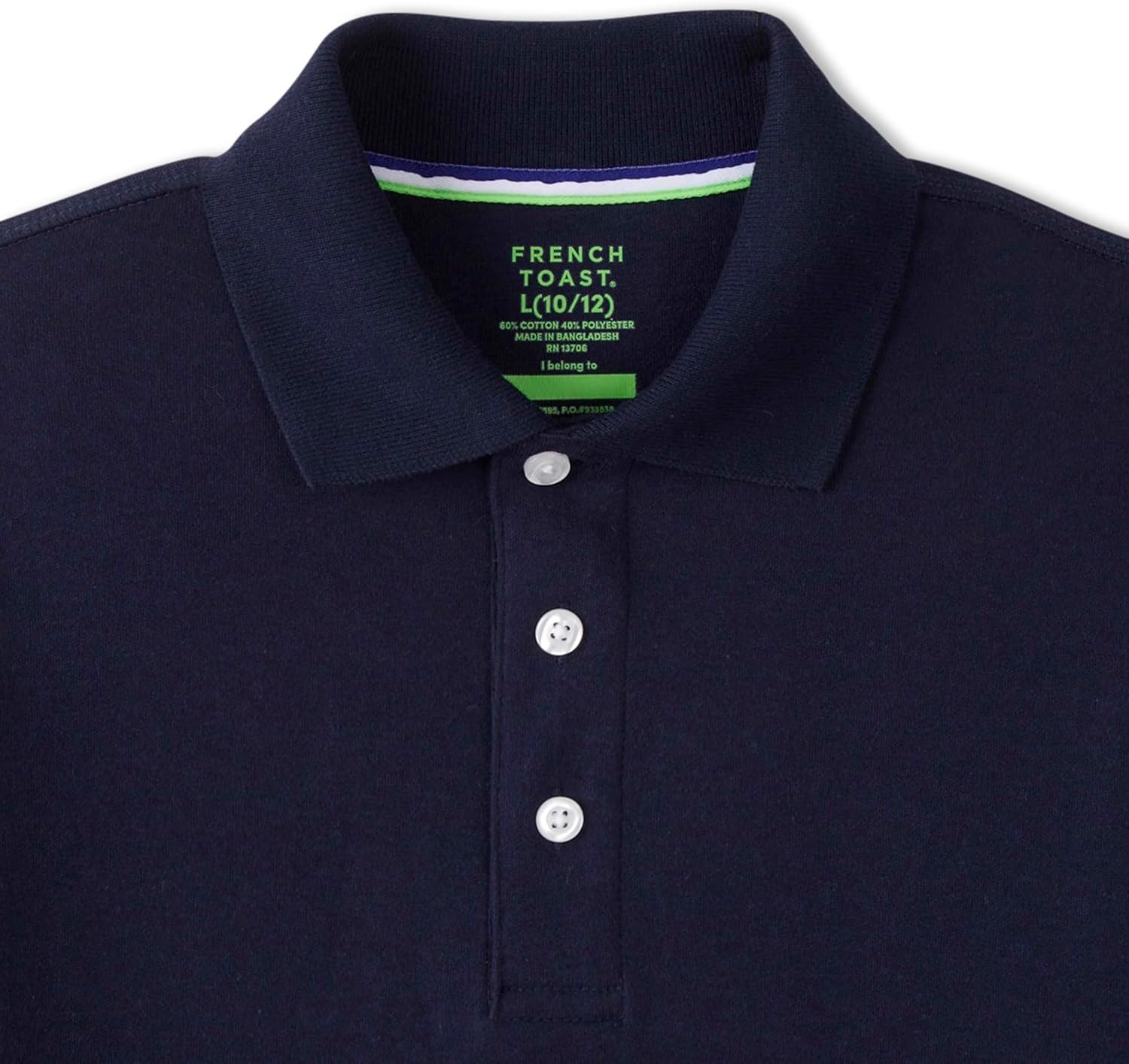 image:imageFrench Toast Young Mens Adaptive Short Sleeve Interlock PoloNavy