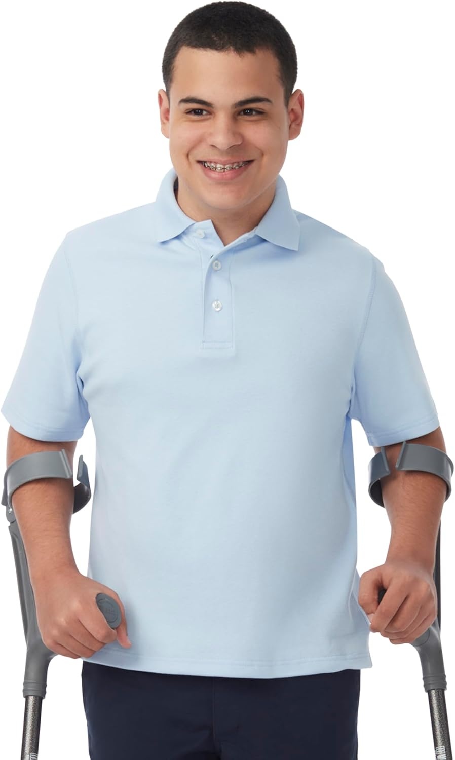 image:imageFrench Toast Young Mens Adaptive Short Sleeve Interlock PoloRed