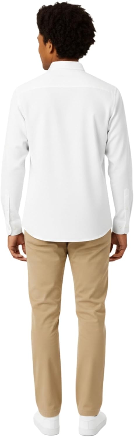 image:imageFrench Toast Young Mens Expandable Collar Button Up Shirt with Long SleevesWhite