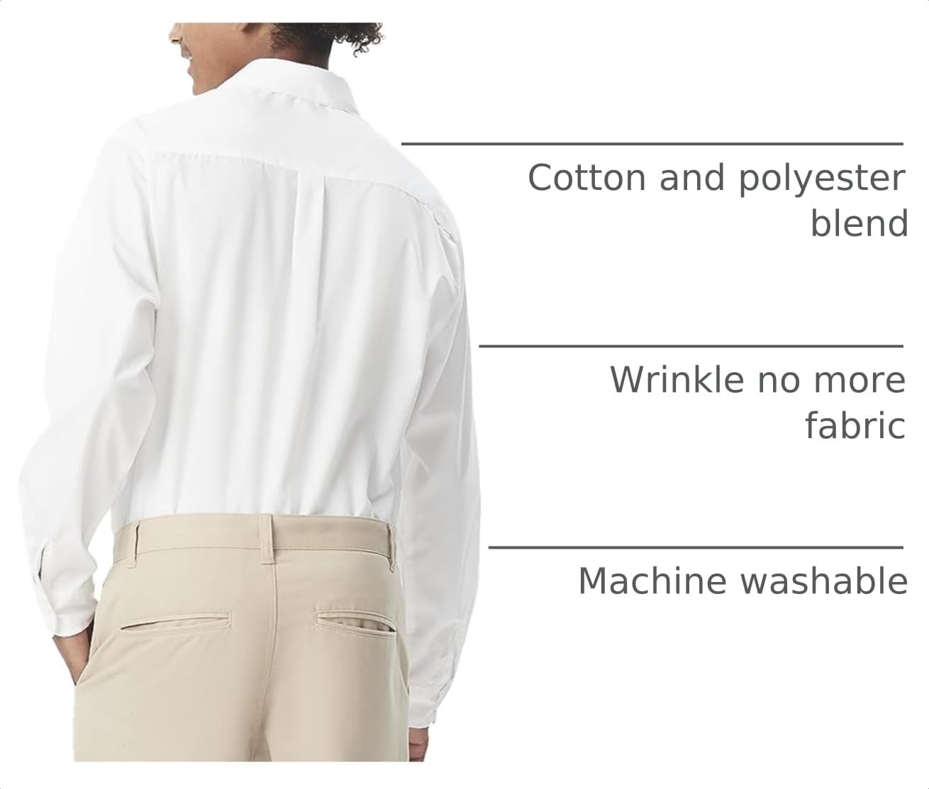 image:imageFrench Toast Young Mens Expandable Collar Button Up Shirt with Long SleevesWhite