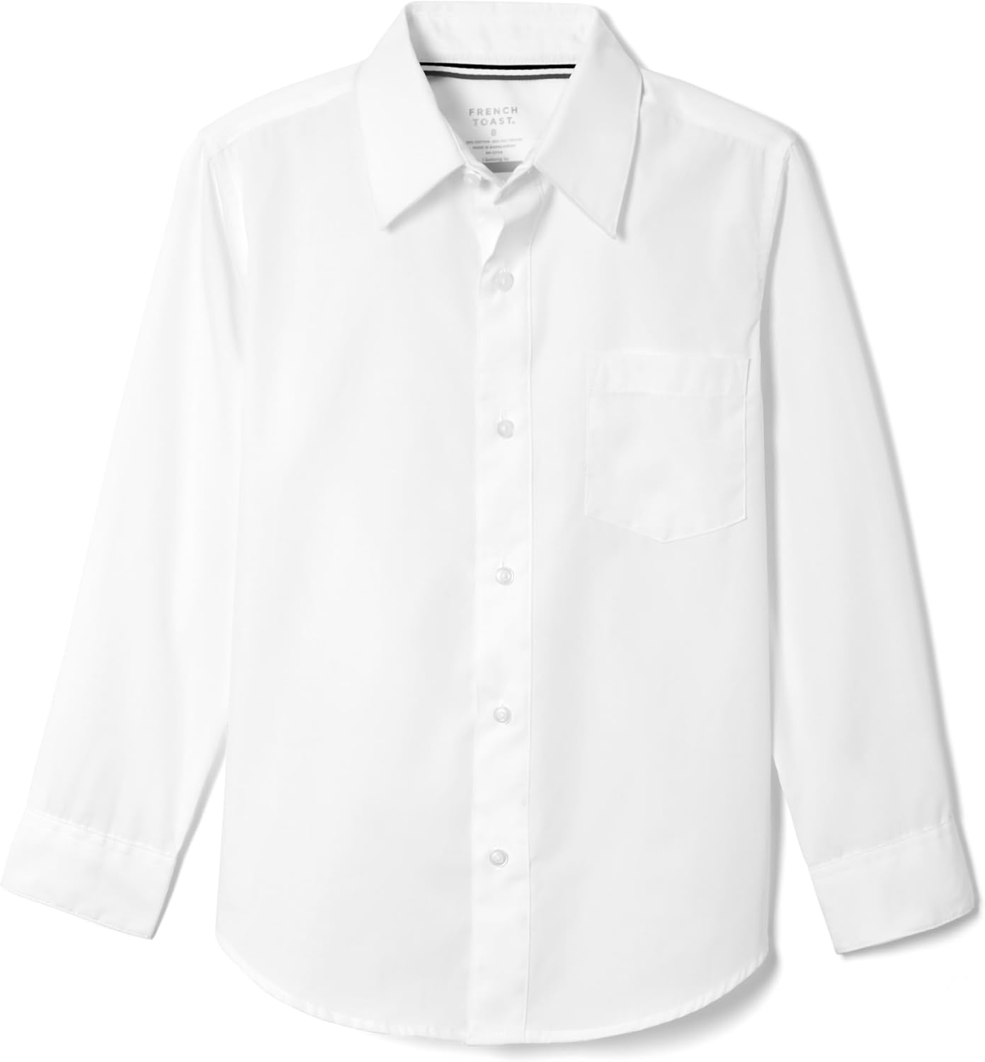 image:imageFrench Toast Young Mens Expandable Collar Button Up Shirt with Long SleevesWhite
