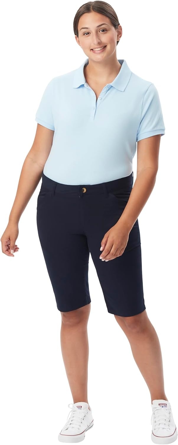 image:imageFrench Toast Young Womens Juniors Stretch Twill Bermuda ShortsNavy