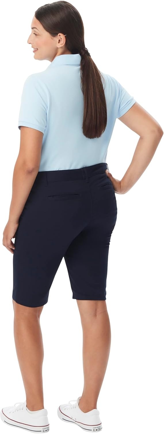 image:imageFrench Toast Young Womens Juniors Stretch Twill Bermuda ShortsNavy