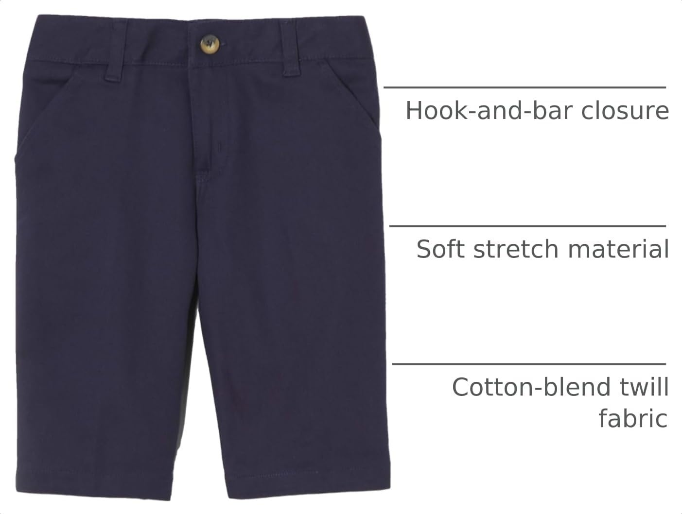 image:imageFrench Toast Young Womens Juniors Stretch Twill Bermuda ShortsNavy