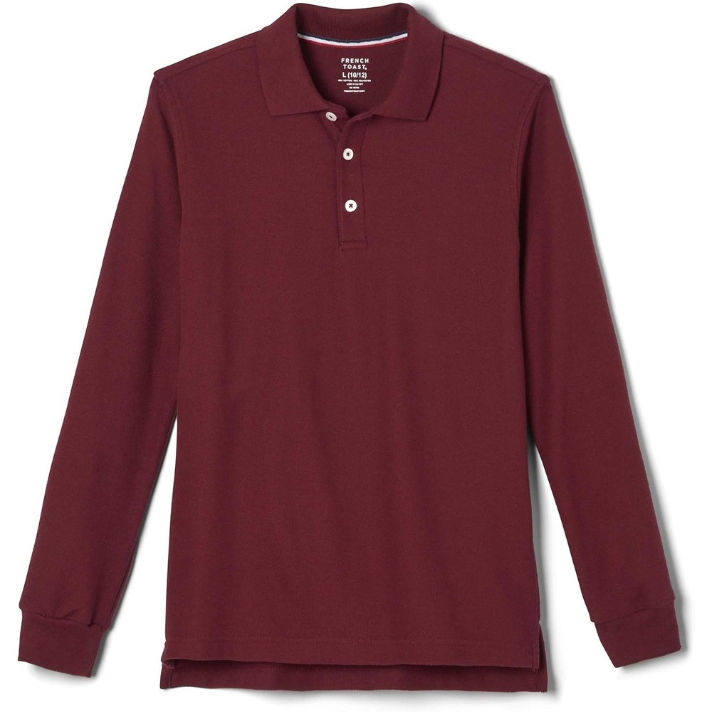 image:imageFrench Toast Boys Pique Polo School Uniform Shirt with Long Sleeves for Boys and GirlsBurgundy