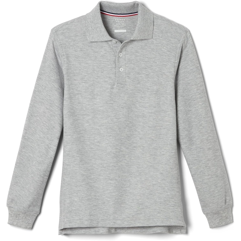 image:imageFrench Toast Boys Pique Polo School Uniform Shirt with Long Sleeves for Boys and GirlsHeather Gray