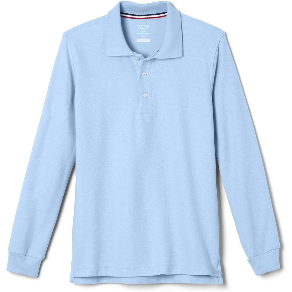image:imageFrench Toast Boys Pique Polo School Uniform Shirt with Long Sleeves for Boys and GirlsLight Blue