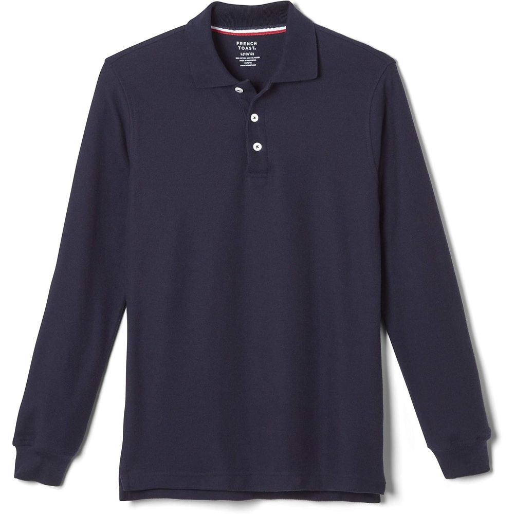 image:imageFrench Toast Boys Pique Polo School Uniform Shirt with Long Sleeves for Boys and GirlsNavy