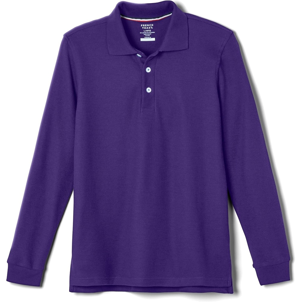 image:imageFrench Toast Boys Pique Polo School Uniform Shirt with Long Sleeves for Boys and GirlsPurple