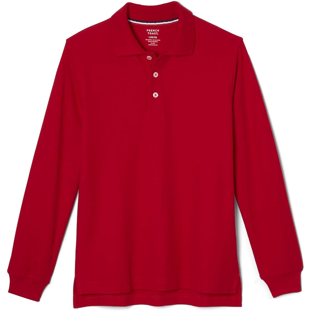 image:imageFrench Toast Boys Pique Polo School Uniform Shirt with Long Sleeves for Boys and GirlsRed